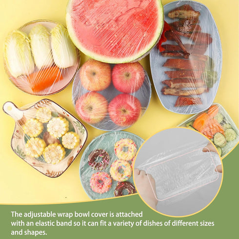 400 Pcs Plastic Food Storage Covers, Fresh Keeping Bags, Elastic Sealing Bowl Lids for Family Kitchen & Outdoor