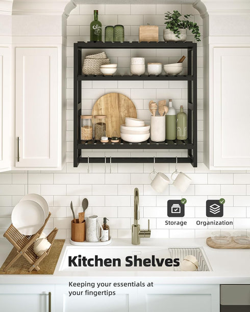 Galood 3 Over The Toilet Storage Bathroom Shelves Wall Mounted Tier Space Saver Corner Shelf Organizer Bamboo Towel