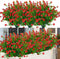 6 Bundles Outdoor Artificial Flowers - UV Resistant Fake Boxwood Plants for Indoor Outside Hanging Plants Garden Decor