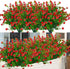 6 Bundles Outdoor Artificial Flowers - UV Resistant Fake Boxwood Plants for Indoor Outside Hanging Plants Garden Decor