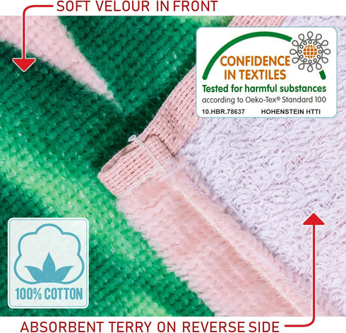 Softerry Flamingo Beach Towel, 30 x 60 inches, 100% Cotton (Flamingos and Hibiscus)