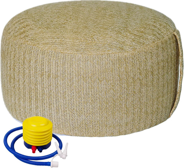 weruisi Woven Inflatable Ottoman with Air Pump D21x H10 Outdoor Indoor Pouf Patio