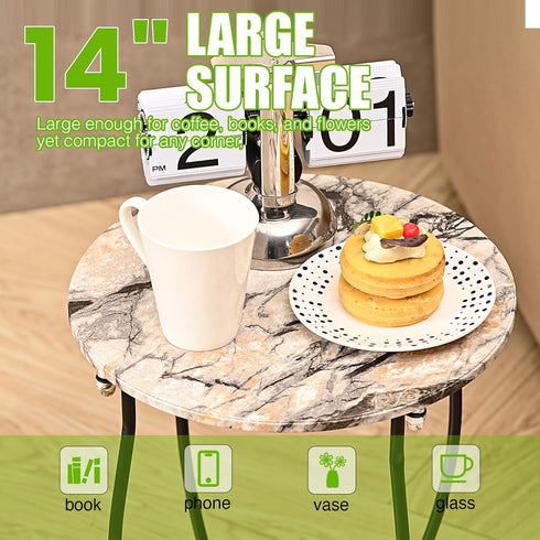 Aonagi 14" Patio Side Table, Versatile Round Side Table for Balcony Yard Porch Bedside Rocking Chair and Pool Chair