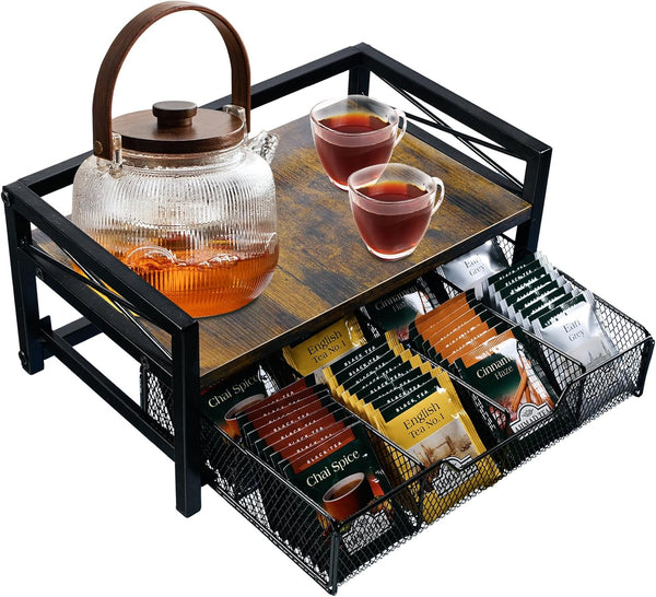 NANXITU Tea Holder Organizer,Wood Tea Box Organizer Storage Box,Tea Caddy for Tea Bags
