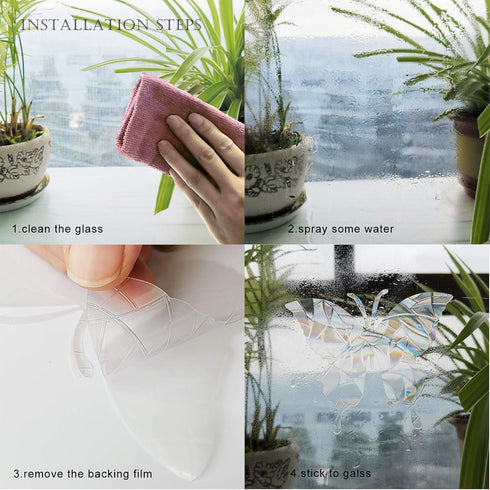 Set of 20 Butterfly Static Window Clings, Anti Collision Decals for Bird Strikes, Glass Awareness Stickers