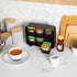 Mind Reader Tea Bag Organizer, Countertop Storage for Kitchen, Plastic, 10.25"L x 3.25"W x 7.75"H - Black