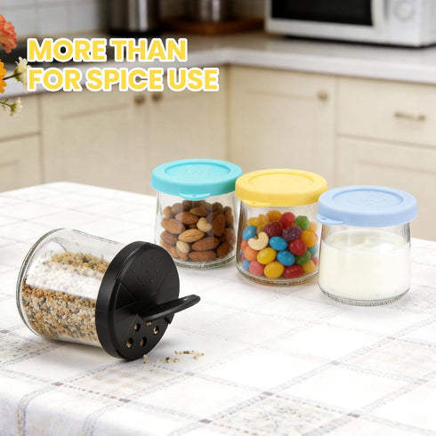 fantovo Set, 8 Pack Spice Lids & Silicone Lids Only Compatible with Oui Yogurt Jars (Transparent), Reusable Covers