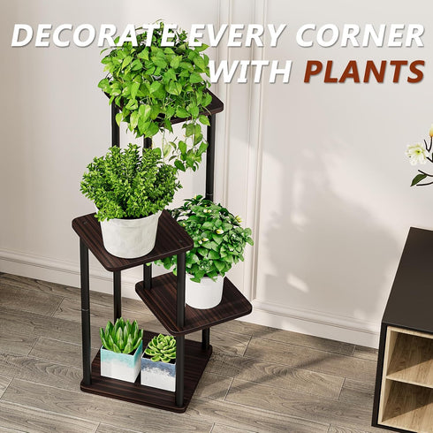 4 AZERPIAN Plant Stand Tier Indoor Metal Flower Shelf for Multiple Plants Corner Tall Flower Holders for Patio Garden