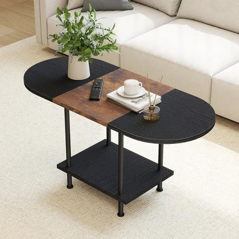 2-Tier Coffee Tables, Modern Center Table with Storage Shelf, Table for Living Room, Modern Two-Tone Design (Mixed