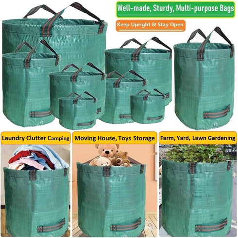 3-Pack 72 (D26,H30 Trimmings 4 Professional Gallon Big Lawn Garden Bags in) Reusable Yard Waste Bags with Gardening