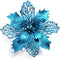 GL-Turelifes 12 Pieces 6.3’’ Glitter Christmas Flowers - Lake Blue Poinsettia Artificial Flower for Wreath and Tree