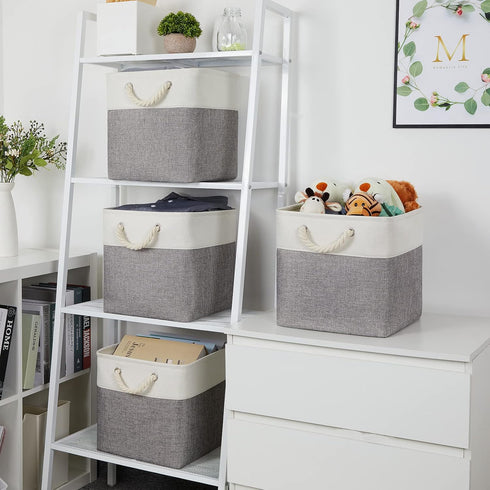 Temary 12 Inch Fabric Storage Baskets, Storage Cubes with Handle, Large Baskets for Clothes, Books, Blankets