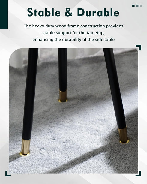 16 Inch 2pcs Round Wood Walut End Table, Small Stable Side Table for Nightstand Living Room Bedroom Sofa Couch Corner
