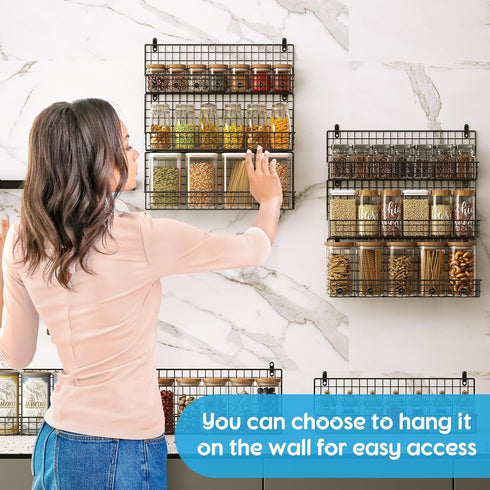 JKsmart 9-Tier Spice Rack Organizer with Door Hook, Wall Mount, Extra Large Capacity for Pantry Door, Stylish Black