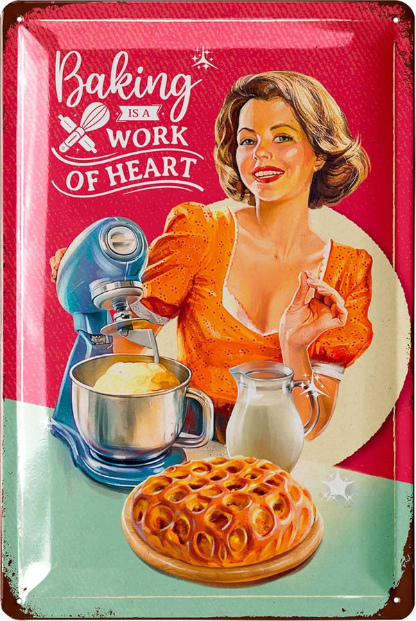 Vintage Tin Sign Bakery Poster, Retro Kitchen Signs, Decorative Baking Decor, 12x8" Metal Sign for Bake Shop