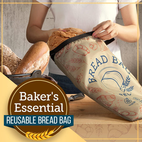 Pack 3, 17.5 12 1 Gusset IMPRESA Reusable Bread Bags - Dual Seal Sourdough Storage & Bread Machine - Dishwasher