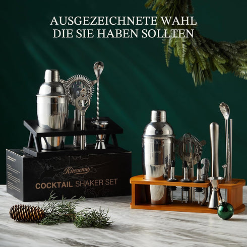 Set 6-Piece Set KITESSENSU Cocktail Shaker Bartender Kit, Silver Bar with Stand, Bar kit with Essential Bar Accessory