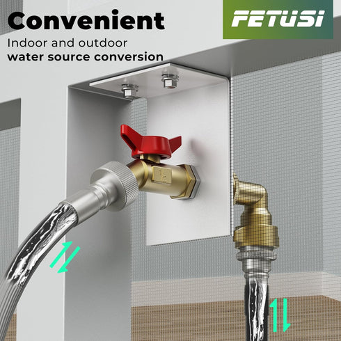 Water Spigot Kit,Hose bib Extender,Indoor-to-Outdoor Water Access, Durable Brass Connector & Screen Door Adapter, Quick