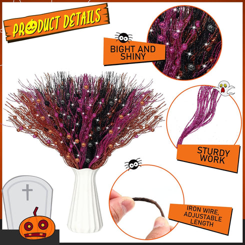 24 17 Inch Giegxin Pcs Christmas Artificial Glitter Berry Stem Ornament Fake Picks Branches Decorative Glitter Stick