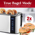 Elite Gourmet ECT5322 Long Slot 4 Slice Toaster, Countdown Timer, Bagel Function, Stainless Steel