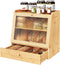 HOOBRO Bread Box, Bamboo Bread Box Storage Container with Drawer, 2-Tier Kitchen