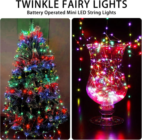12 Pack 7ft 20 (12, Multicolor Fairy Lights Battery Operated, LED Mini String Twinkle Lights for Easter Valentine's Day
