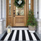 KOZYFLY Black and White Striped Area Rug 27.5x43 Inches, Cotton Washable Indoor Outdoor Doormat for Kitchen Entryway