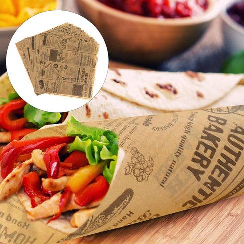 DOITOOL 50 Sheets Parchment Paper - Greaseproof Wax Paper for Food, Vintage Craft Paper for Baking