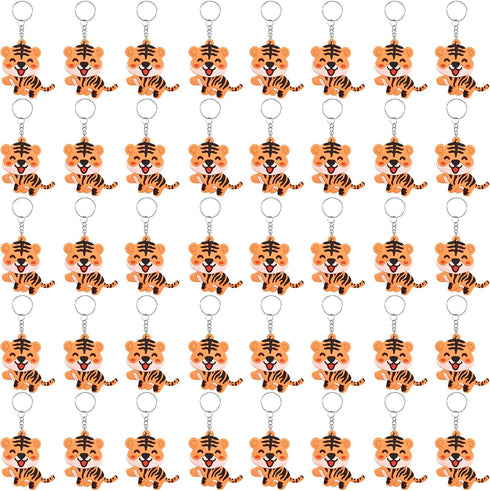 40 Pack Cute Smile Tiger Keychains - Wild Animal Party Favors, Safari Animal Party Favors, Baby Shower Return Gifts