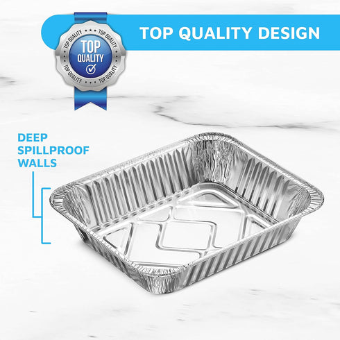 MontoPack Aluminum Foil Pans, Half Size Roasting Chafing Pan, 10 Pack of 9x13 Tins for Cooking and Catering