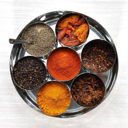 7 8 inch Vinod Stainless Steel Masala Dabba, Spice box, Compartments with Lid, Diameter, See-through