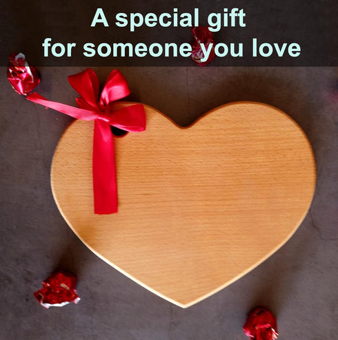 Heart Shaped Cutting Board, 11” x 9” Solid Wood Decorative Serving Board for Cheese, Bread, Snacks