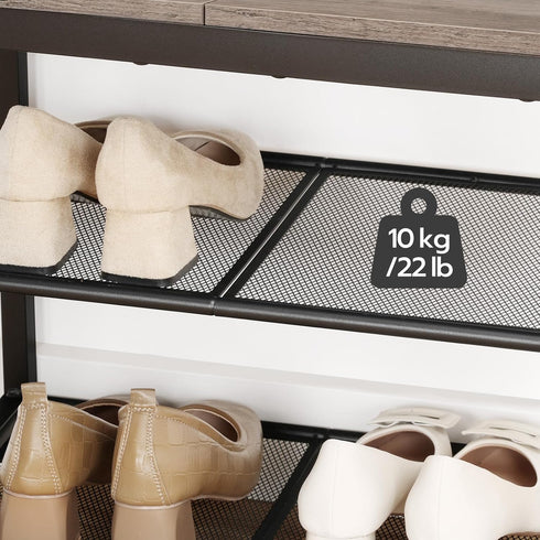 3-Tier 19.7 inches BG50HX01 HOOBRO Shoe Bench, Shoe Rack, Industrial Shoe Organizer Storage Bench, Entry Bench