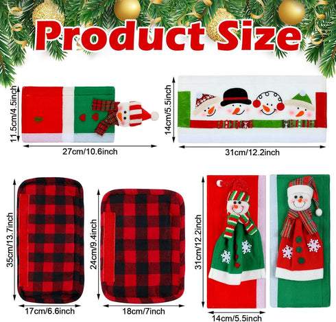 Christmas Refrigerator Door Handle Cover Santa Snowman Kitchen Appliance Handle Covers Decorations for Fridge Microwave Oven Dishwasher Christmas Handle Protector (Snowman, Buffalo Plaid) by Boao