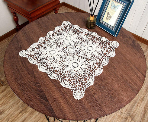 15inch Hsvanyr Handmade Crochet Lace Tablecloth Doilies Placemat Dining Room Mats Nightstand Cover