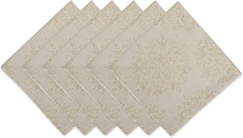 DII Holiday Dining Table Linen Napkin Set, 20x20, Jacquard Snowflakes, 6 Piece Sparkle Metallic Kitchen Décor