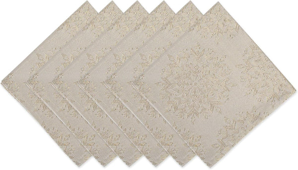 DII Holiday Dining Table Linen Napkin Set, 20x20, Jacquard Snowflakes, 6 Piece Sparkle Metallic Kitchen Décor