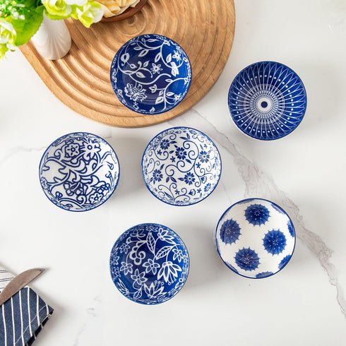 Set 4 Oz Set 3.5 Inch Set 6 Ceramic Dipping Bowls - Mini Dessert Bowls - Small Porcelain Bowls for Side Dishes, Snack