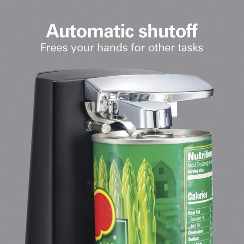 Hamilton Beach Electric Automatic Can Opener, Black (76702) with Easy-Clean Detachable Cutting Lever, Knife Sharpener,