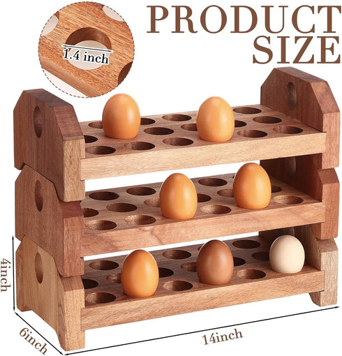 3 54-hole Countertop Patelai Tier Wooden Egg Holder Stackable Egg Storage Trays Organizer Eggs Container Rack