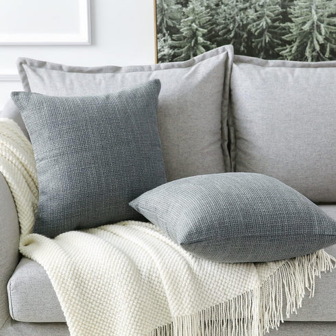 OTOSTAR Set of 2 Linen Throw Pillow Covers, 28x28 Inch Decorative Cushion Covers for Home Decor, Dark Grey