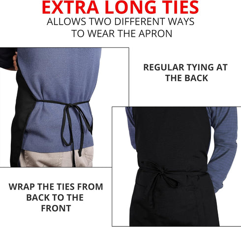 Utopia Kitchen 2 Pack Adjustable Bib Apron, Water and Oil Resistant, 2 Pockets for Cooking