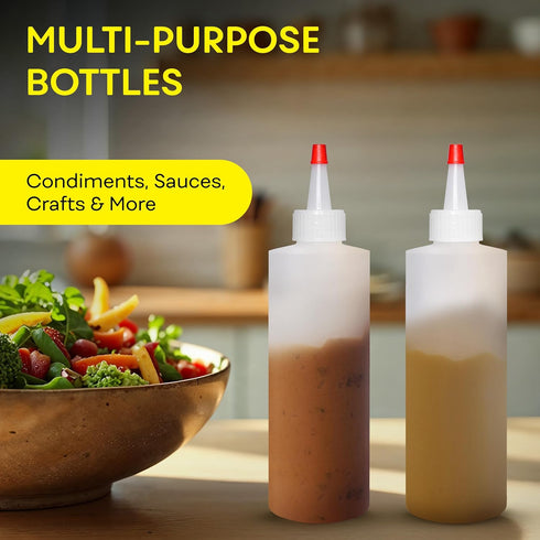 4 OZ 4 PACK BRIGHTFROM Condiment Squeeze Bottles, Empty Squirt Bottle, Red Top Cap, Leak Proof - for Ketchup, Mustard