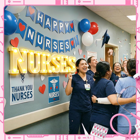 6 3D Aurelema Pcs Nurses Week Decorations LED Light up Letters Marquee Nurse Tables Centerpieces Signs for of Nursing