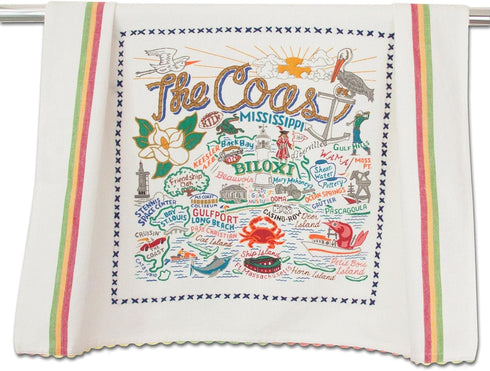 Catstudio Mississippi Coast Dish Towel, U.S. City Souvenir Kitchen Towel, Perfect for Mississippi Lovers