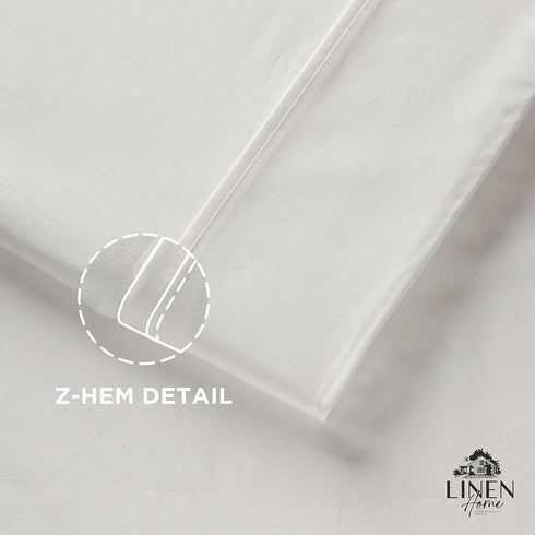 Linen Home 100% Cotton Percale Pillowcases, King Size, White, 2 Pieces, 20 inches X 40 inches