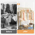 Wheels,3 4 Sooyee Double Rod Clothing Rack with Tier Garment Racks for Hanging Clothes,Portable Clothes Rack with Hooks