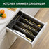 Bellsal Black Utensil Organizer 10 Inch Silverware Tray for Drawer Utensil Holder Cutlery Organizer Kitchen Drawer Organizer 5 Compartment Small Narrow Bamboo by Bellsal