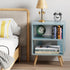 2-Tier Aenuert Night Stand, Blue Kids Nightstand, Modern End Table with Open Storage, Nursery Bedside Table for Small