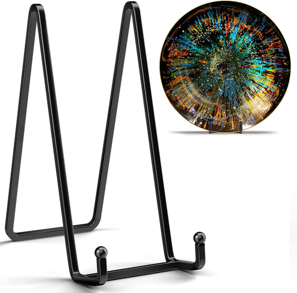 8 Inch Large Plate Stands for Display, Metal Square Wire Holder for Book, Platter, Photo, 2 Pack